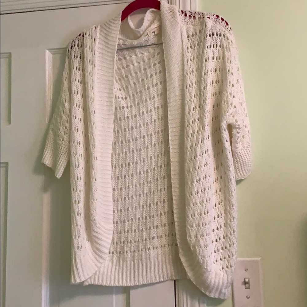 Ivory short sleeve cardigan